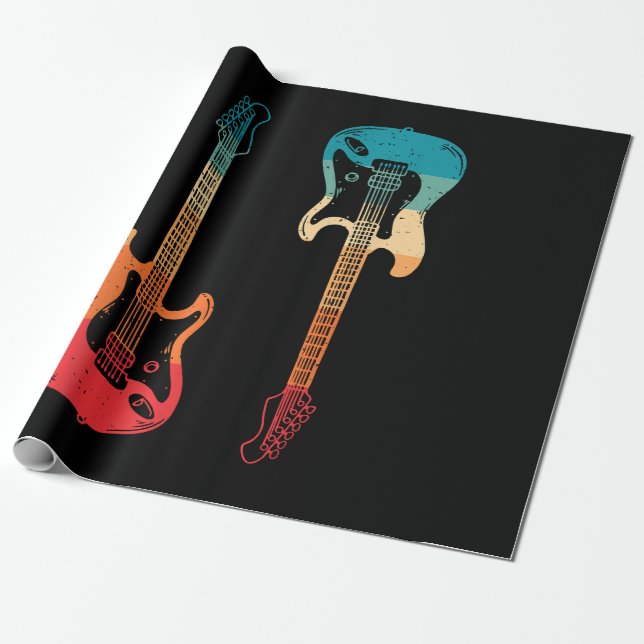 Retro Guitar Guitarist Electric Bass Guitar Sten M Presentpapper (Utrullad)