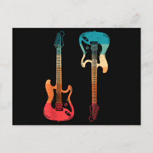 Retro Guitar Guitarist Electric Bass Guitar Sten M Vykort
