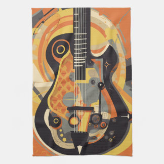 Retro Guitar Illustration Kökshandduk