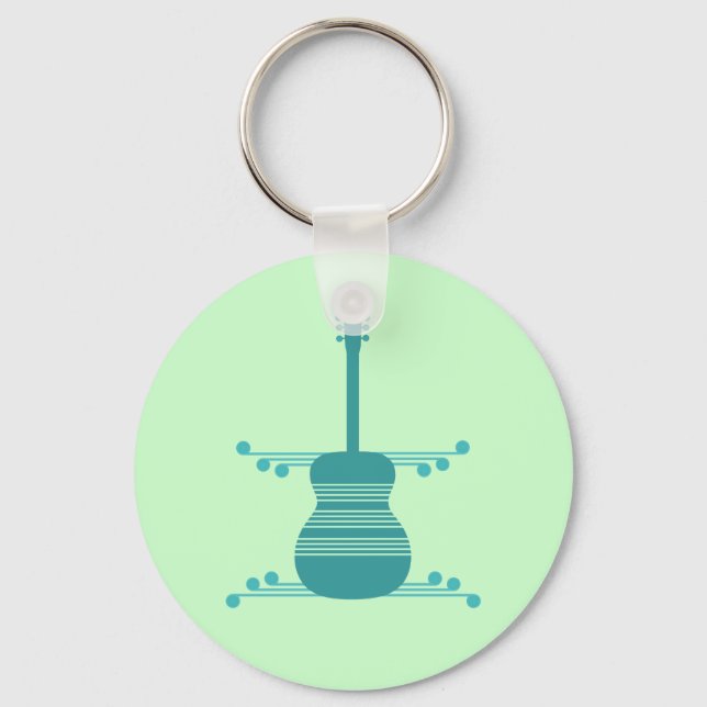 Retro Guitar Keychain, Teal Nyckelring (Framsida)
