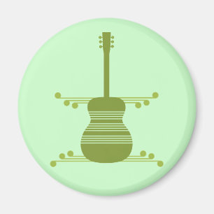 Retro Guitar Magnet, Oliv grönt Magnet