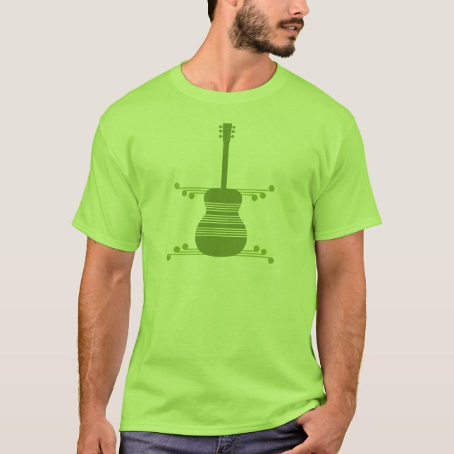 Retro Guitar Manar Shirt, Oliv grönt Tee Shirt (Framsida)