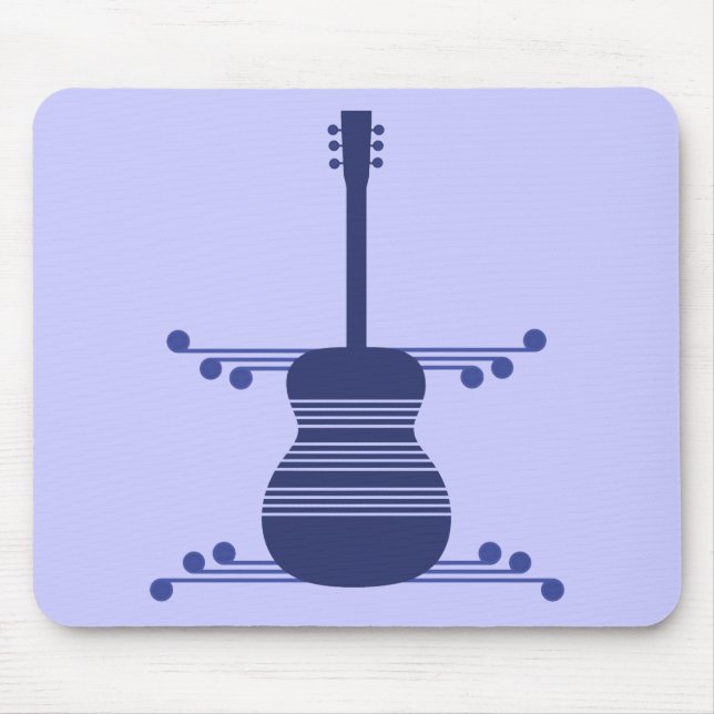 Retro Guitar Mousepad, marinblå Musmatta (Framsidan)