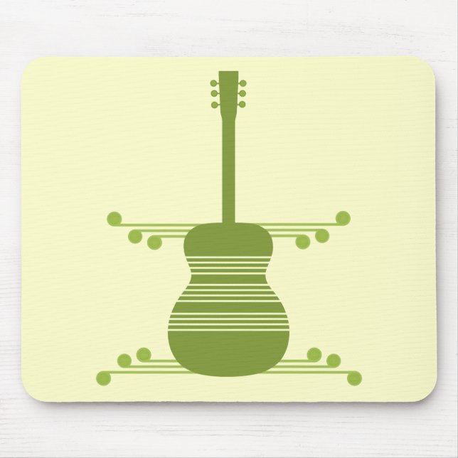 Retro Guitar Mousepad, Oliv grönt Musmatta (Framsidan)