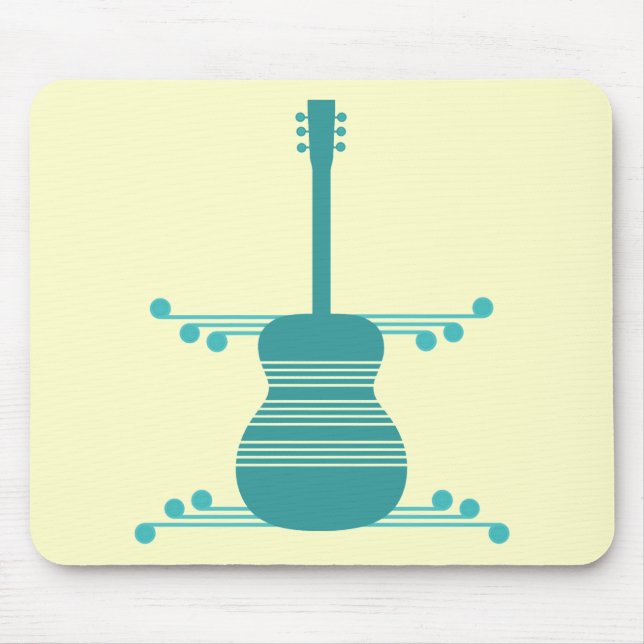 Retro Guitar Mousepad, Teal Musmatta (Framsidan)