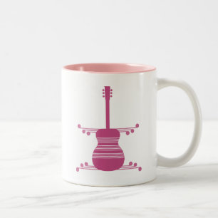 Retro Guitar Mugg, Magenta Två-Tonad Mugg