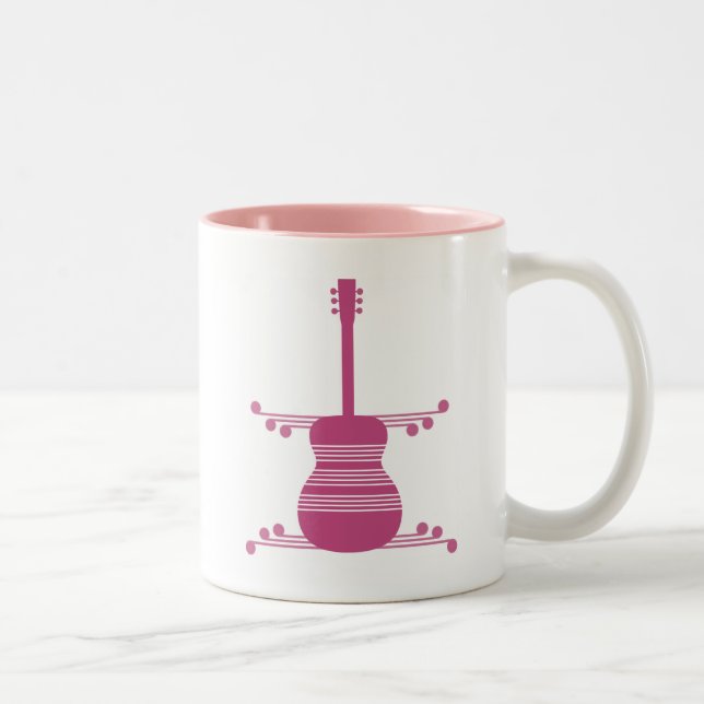 Retro Guitar Mugg, Magenta Två-Tonad Mugg (Höger)