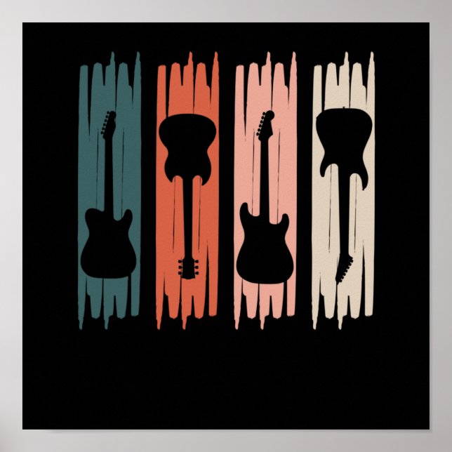 Retro Guitar Music Player Musician Guitarist Graph Poster (Framsidan)