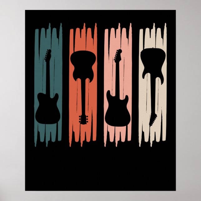 Retro Guitar Music Player Musician Guitarist Graph Poster (Framsidan)