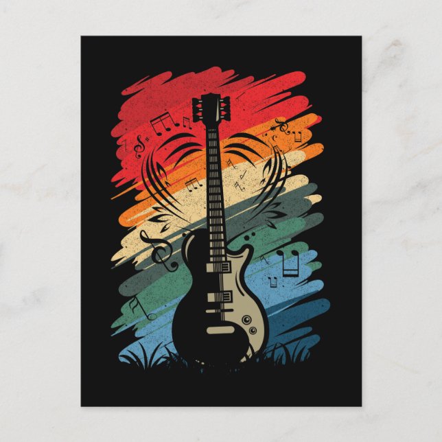 Retro Guitar Musik noter Musician Guitarist Vykort (Framsida)