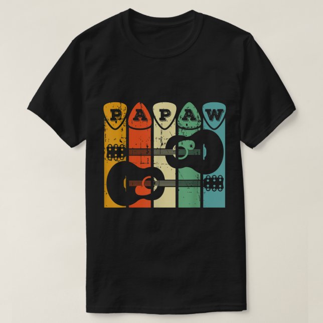 Retro Guitar Papaw Music Design T Shirt (Design framsida)