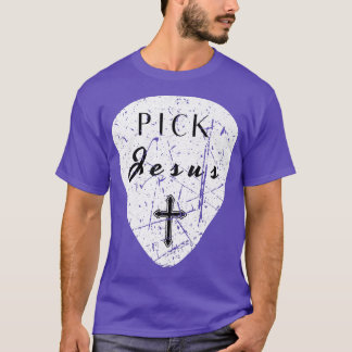 Retro Guitar Pick Pun Pick Jesus Cross Worship Lea T Shirt