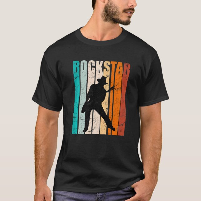 Retro Guitar Rock and roll Guitarists Guitar Music T Shirt (Framsida)