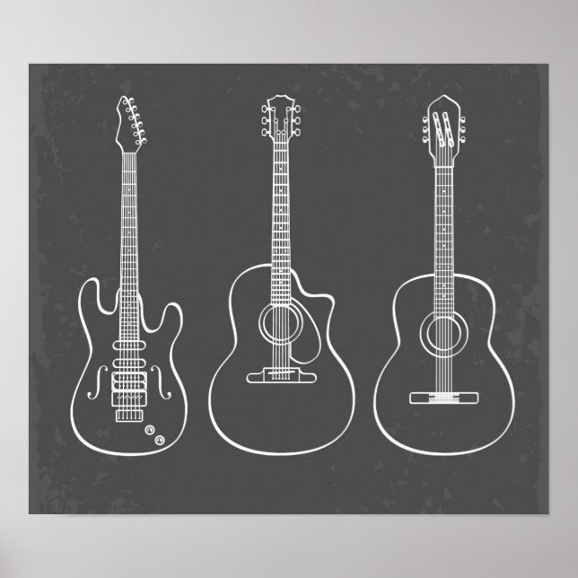 Retro guitar trio musical Illation Poster (Framsidan)