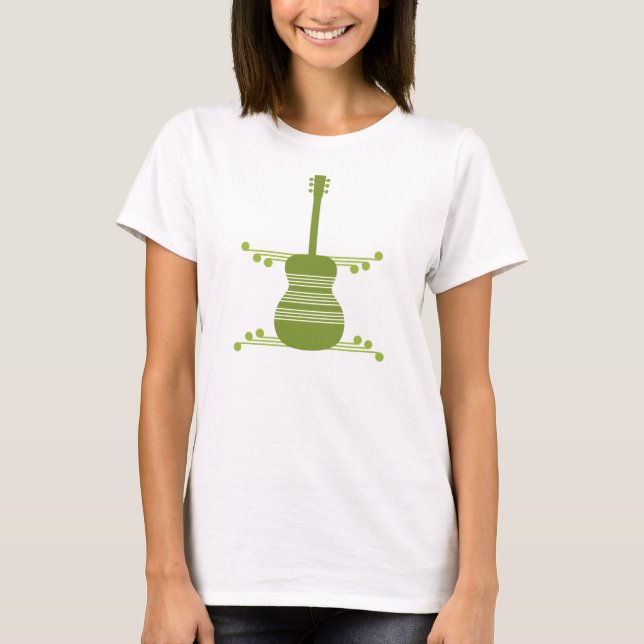 Retro Guitar Women's Shirt, Oliv grönt T Shirt (Framsida)
