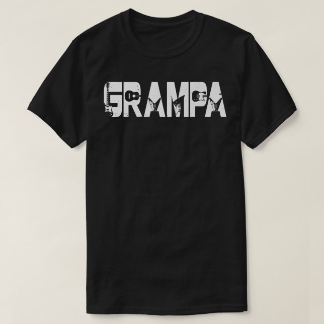 Retro Guitarist Far Grampa Guitar Fars dag M T Shirt (Design framsida)