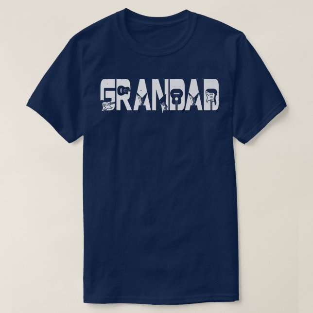 Retro Guitarist Far Grandad Guitar Fars dag T Shirt (Design framsida)