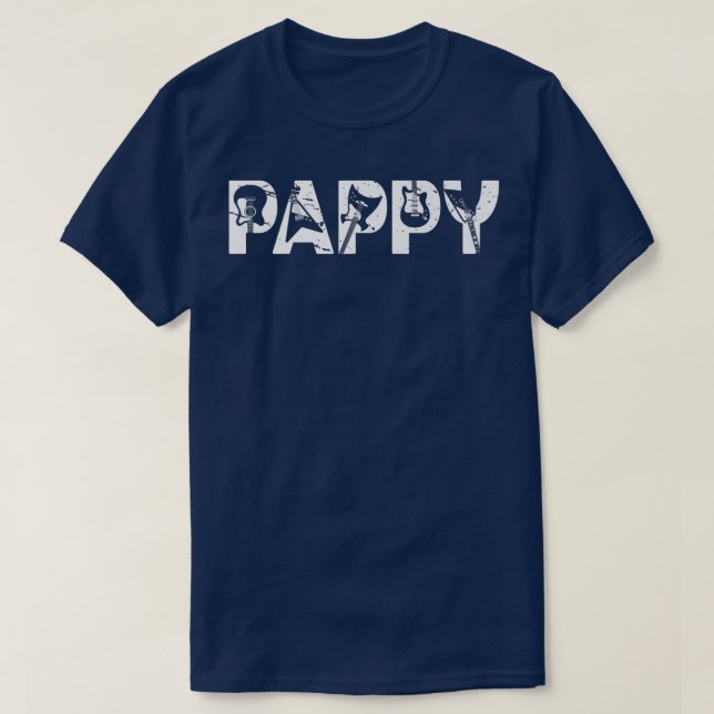 Retro Guitarist Far Pappy Guitar Fars dag Mu T Shirt (Design framsida)