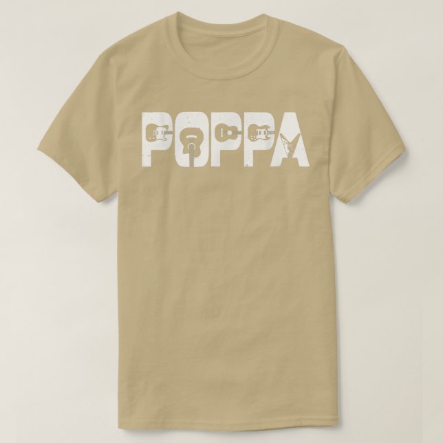 Retro Guitarist Far Poppa Guitar Fars dag Mu T Shirt (Design framsida)