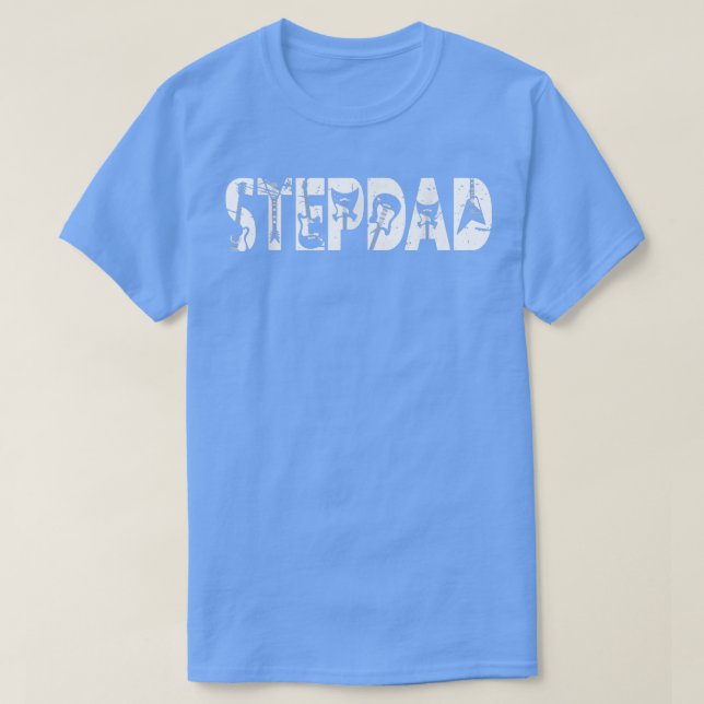Retro Guitarist Far Stepdad Guitar Fars dag T Shirt (Design framsida)