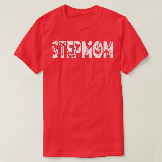 Retro Guitarist Mor Stepmamma Guitar Mors dag T Shirt (Design framsida)