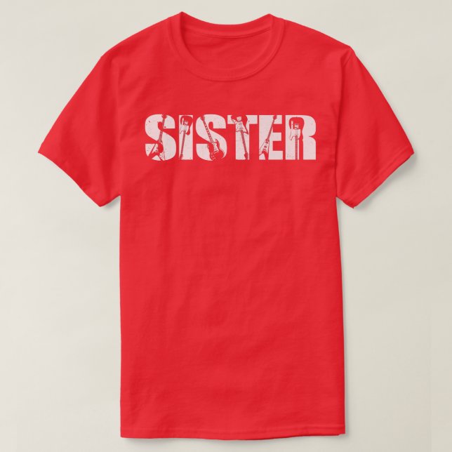 Retro Guitarist Mor syster Guitar Mors dag T Shirt (Design framsida)