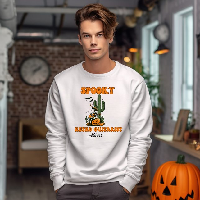 Retro Guitarist Personlig Namn Halloween Lång Ärmad Tröja (Skapare uppladdad)