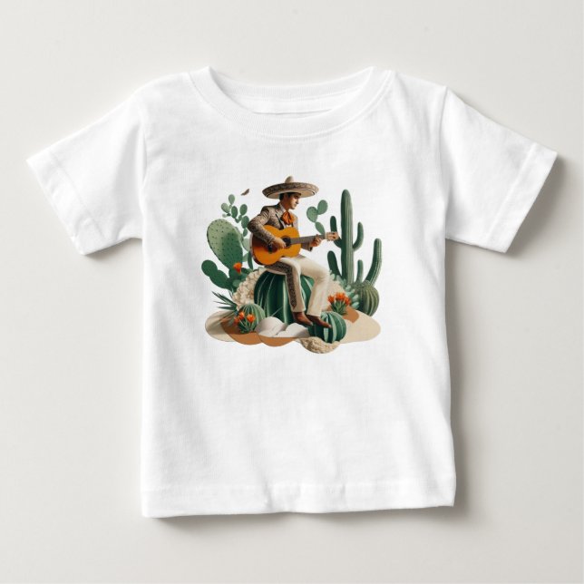 Retro Guitarist Silhouette Music Art T-Shirt (Framsida)