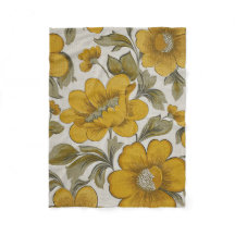 Retro Gul Blomsterträdgård Estetik