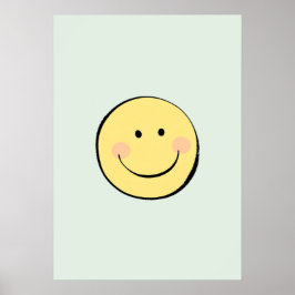 Retro gul glad smiley ansikte lycklig barnkammarde poster
