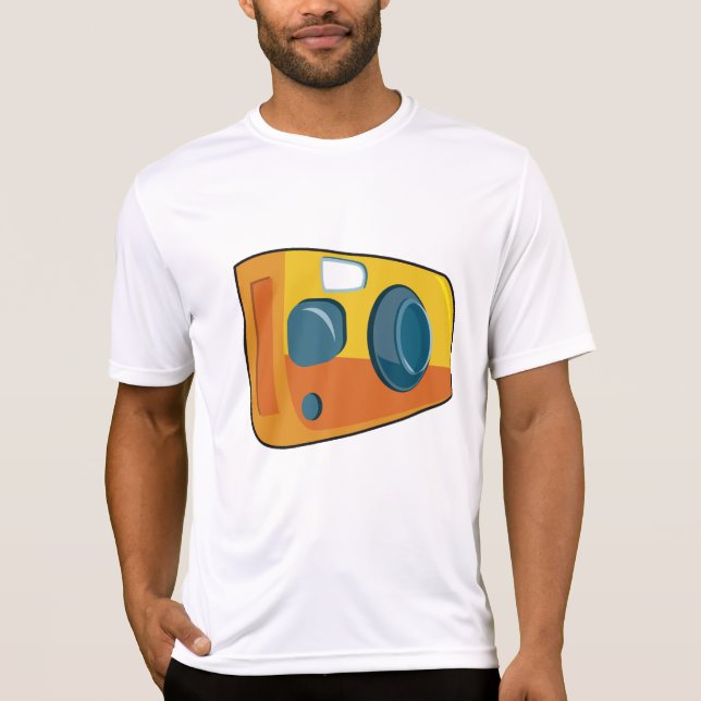 Retro gul kompaktkamera för film t shirt (Framsida)