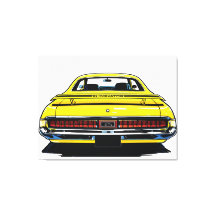 Retro gul muskelbil bakre Pop Art-illustration