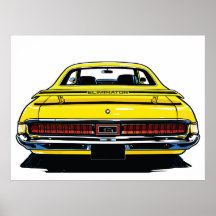 Retro gul muskelbil bakre Pop Art-illustration