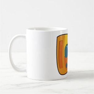Retro gul punkt-och-skjut filmkamera kaffemugg