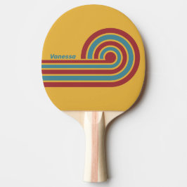 Retro Gul Senapsfrö Ränder med Namn Pingisracket