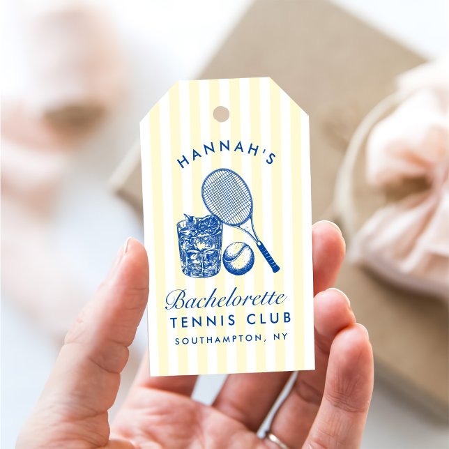 Retro Gul Sista Sväng Innanför Ringen Tennis Bac Presentetikett (Skapare uppladdad)