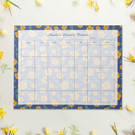 Retro Gula blommor marin månatlig plan Namn Anteckningsblock