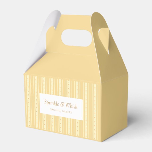 Retro gula och orange hjärtstrimmor bageri presentaskar (Framsidan Sidan)
