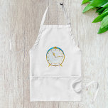 Retro Guld Alarm Clock med blå trim-tidstycke Förkläde<br><div class="desc">Koka i stil med den här roligten-plattan med en vintage guld-larmklocka med blå trim. Perfekt för hemköksmästare,  bagare eller barbeessentusiaster. Den här återinspirerade grafiken ger dig charm i köket. Underbar som en unik gåva eller daglig matlagning som är nödvändig med en nostalgisk skevning.</div>