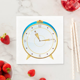 Retro Guld Alarm Clock med blå trim-tidstycke Pappersservett