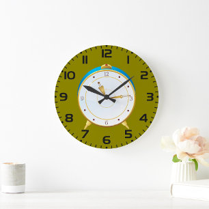Retro Guld Alarm Clock med blå trim-tidstycke Stor Klocka