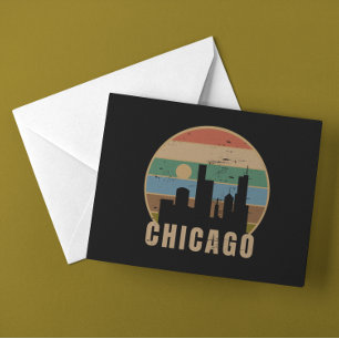 Retro Guld Chicago Skyline Vintage resor Vykort