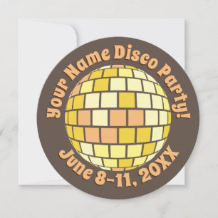 Retro Guld Disco Boll PERSONALISERAD Inbjudningar