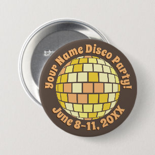 Retro Guld Disco Boll PERSONALISERAD Knap Knapp