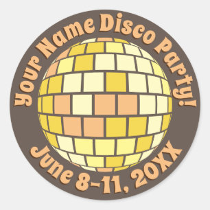 Retro Guld Disco Boll PERSONALISERAD Runt Klistermärke