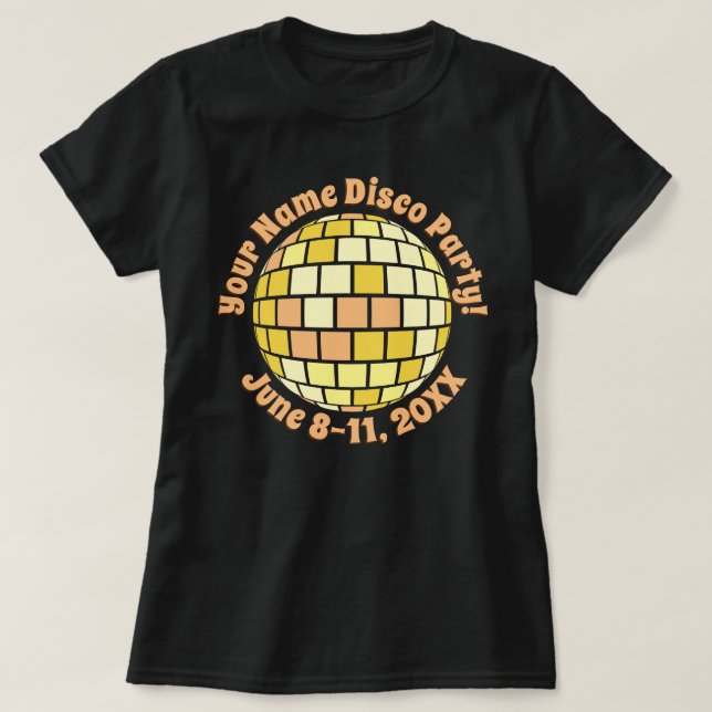 Retro Guld Disco Boll PERSONLIG T-Shirt (Design framsida)
