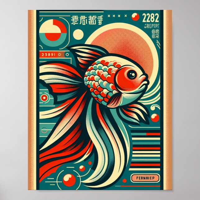 Retro Guld fisk Konst Poster (Framsidan)