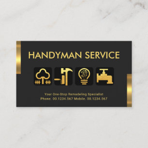 Retro Guld flikar Handyman Verktyg ikoner Visitkort
