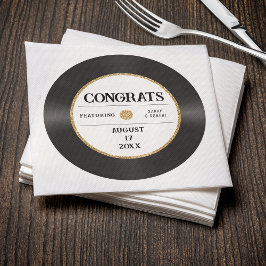 Retro Guld Glitter vinylpost Gratulerarare Bröllop Pappersservett