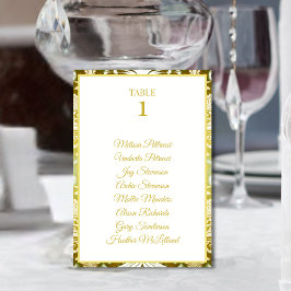 Retro Guld Grönt Damask Wedding Bordsnummer